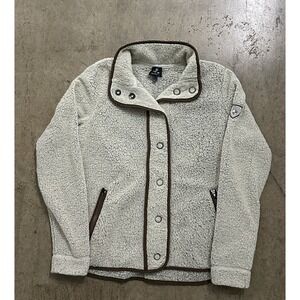 KUHL WOMEN'S KLIFTON SNAP FLEECE LONG JACKET BEIGE SIZE SMALL,  THIS JACKET...